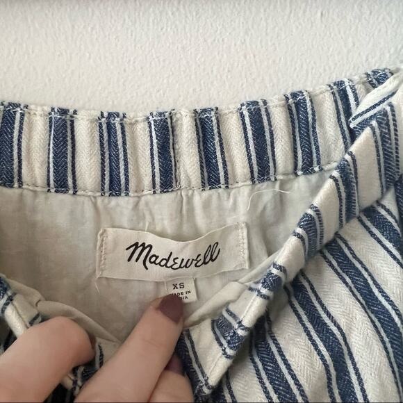 Madewell White & Blue Striped Cold-Shoulder Jumpsuit - Picture 6 of 6